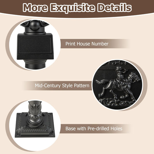 Goplus Cast Aluminum Mailbox with Post