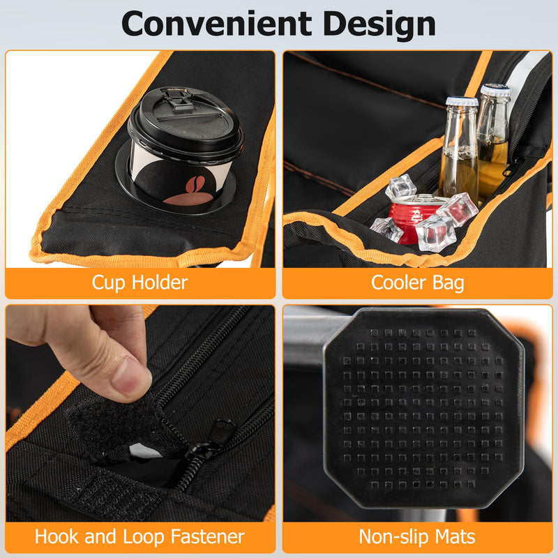 Load image into Gallery viewer, Goplus Reclining Camping Chair with Removable Footrest, 2-in-1 Folding Lounge Chair w/Adjustable Backrest Storage Bag & Cup Holder