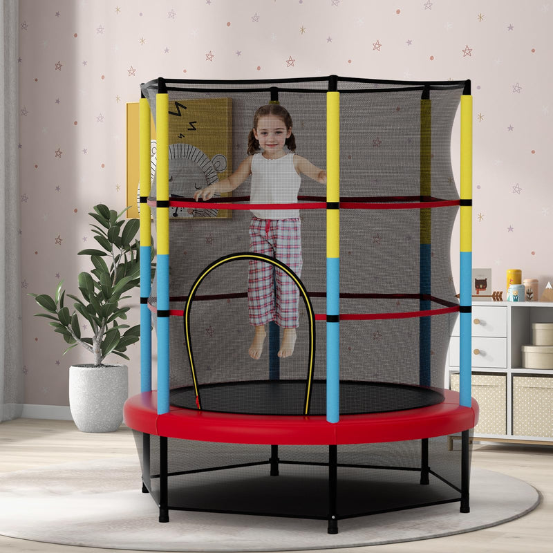 Load image into Gallery viewer, Goplus 55” Trampoline for Kids, ASTM Approved Toddler Trampoline with Safety Enclosure Net