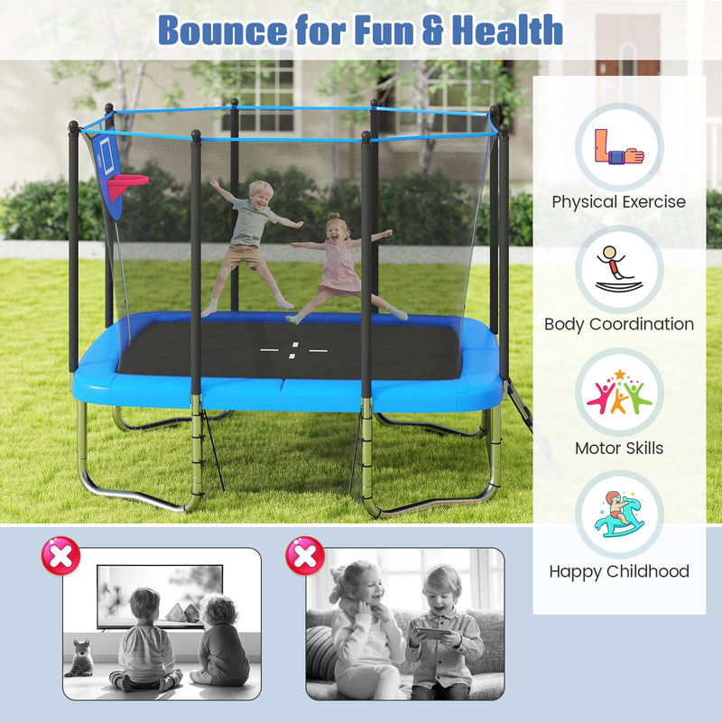 Load image into Gallery viewer, Goplus 10 x 8 FT Heavy-Duty Toddler Trampoline with Basketball Hoop Soccer Goal Non-Slip Ladder
