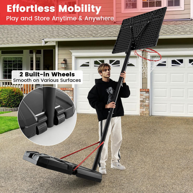 Load image into Gallery viewer, Goplus Portable Basketball Hoop Outdoor, 7.5-10 FT Height Adjustable Basketball Goal System with 44” Shatterproof Backboard