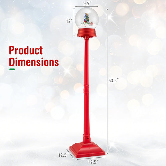 Goplus 5 Ft Christmas Snow Globe Lantern | Musical Snowy Globe Street Lamp