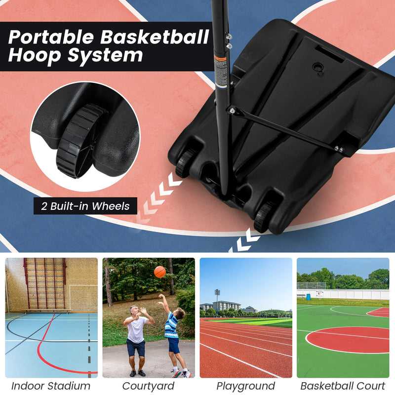 Load image into Gallery viewer, Goplus Portable Basketball Hoop Outdoor, Height Adjustable Basketball Goal System with Fillable Base & 2 Smooth Wheels