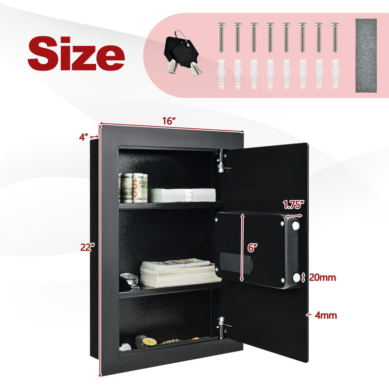 Load image into Gallery viewer, Goplus 22" Tall Wall Safe, Electric Safe Box Fits Between the Studs,Hidden Wall Mount Safe