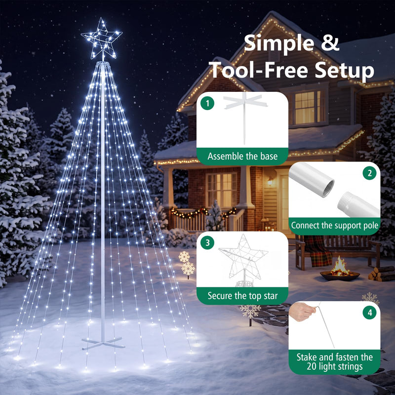 Load image into Gallery viewer, Goplus 10 FT Outdoor Christmas Lights | Tall Waterproof Xmas String Lights w/ Star Toppe Remote and Timer