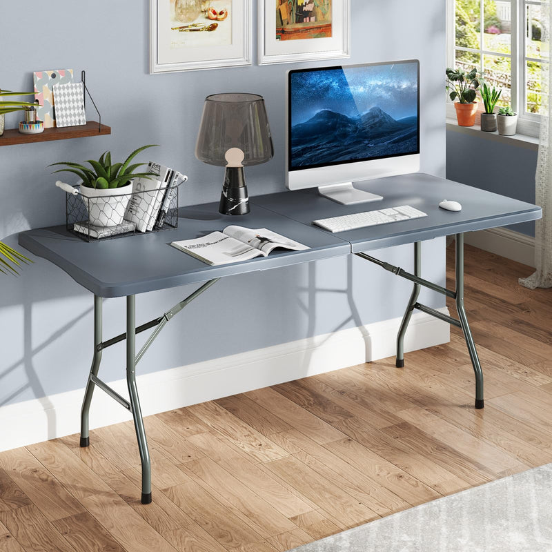 Load image into Gallery viewer, Goplus 6ft Plastic Folding Table, 350 LBS Outdoor Heavy Duty Folding Tables with HDPE Tabletop