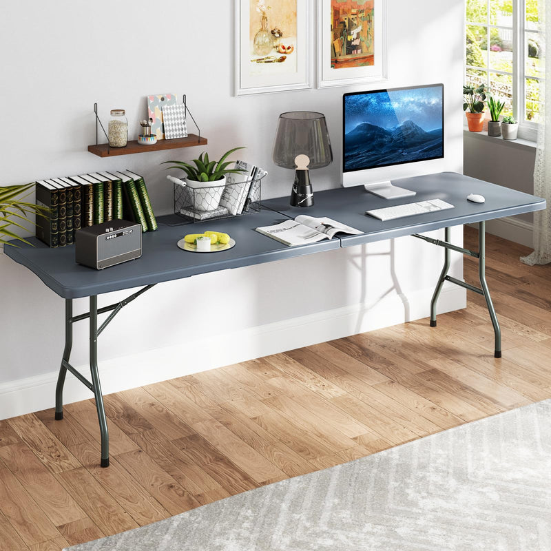 Load image into Gallery viewer, Goplus 8ft Plastic Folding Table, 350 LBS Outdoor Heavy Duty Folding Tables with HDPE Tabletop, Handle