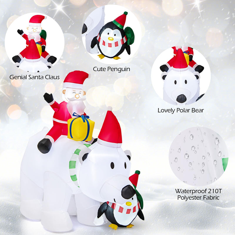 Load image into Gallery viewer, Goplus 7FT Christmas Inflatables, LED Lighted Xmas Inflatable Polar Bear with Shaking Head, Santa & Penguin