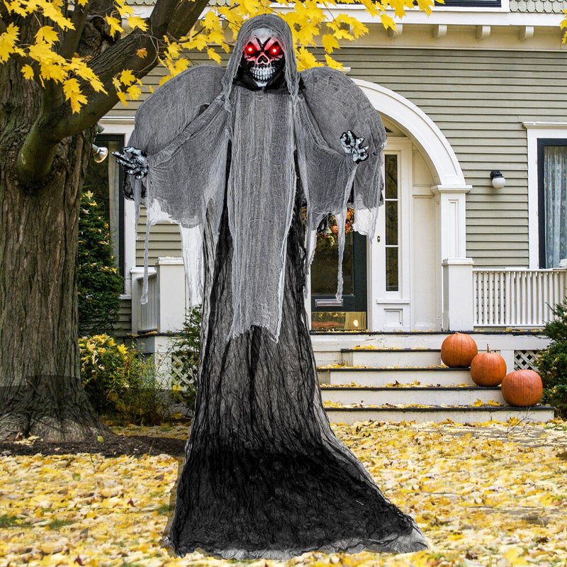 Load image into Gallery viewer, Goplus Hanging Halloween Decoration, 12.1 Ft Skeleton Ghost with Flickering Red Eyes, Scary Sounds