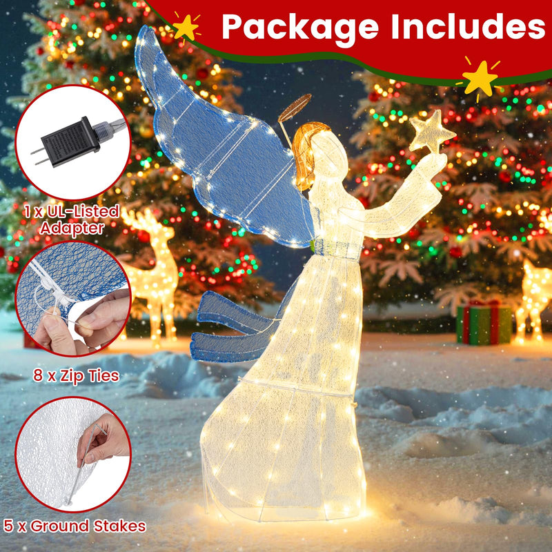 Load image into Gallery viewer, Goplus 5 Ft Lighted Christmas Angel with Star Halo Spreading Wings