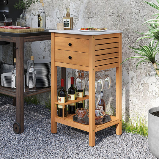 Goplus Outdoor Bar Buffet Sideboard for Backyard Garden Deck Corner