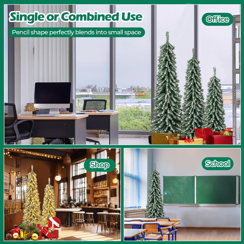 Load image into Gallery viewer, Goplus 4' 5' 6' Pre-Lit Artificial Christmas Tree Set of 3 with Drooping Branches