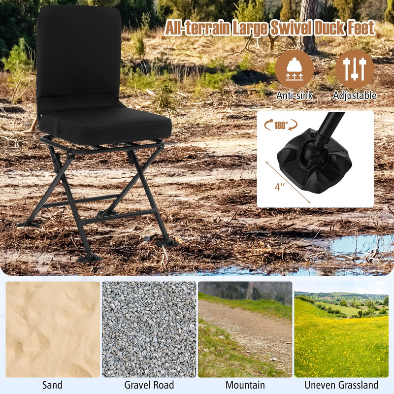Load image into Gallery viewer, Goplus Hunting Chair, 360 Degree Swivel Hunting Seat with All-Terrain Duck Feet