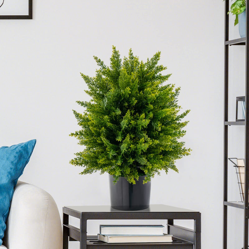 Load image into Gallery viewer, Goplus 21.5" Artificial Tree, Set of 2 Faux Potted Plants Artificial Shrubs Bushes
