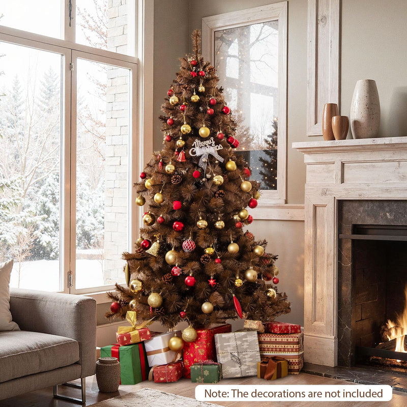 Load image into Gallery viewer, Goplus 6 FT Pre-Lit Chocolate-Color Xmas Tree with 493 Pine Needles & PVC Tips