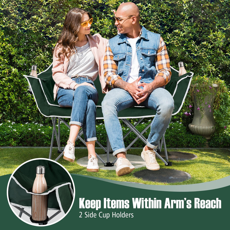 Load image into Gallery viewer, Goplus Folding 2-Person Couch w/2 Cup Holders Dual Back Pockets