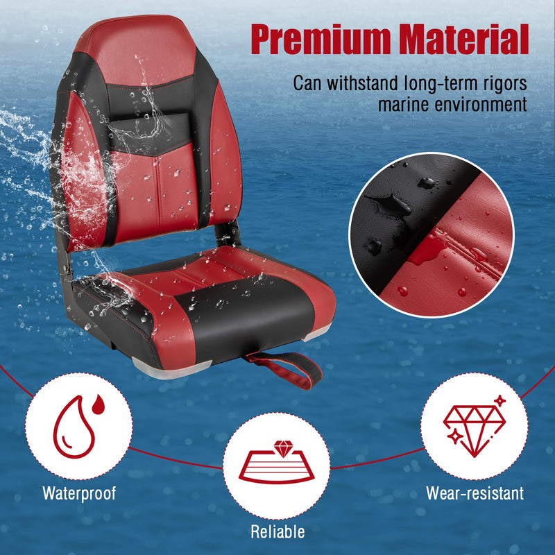 Load image into Gallery viewer, Goplus 2 Pieces High Back Folding Boat Seat Set with Sponge Cushion
