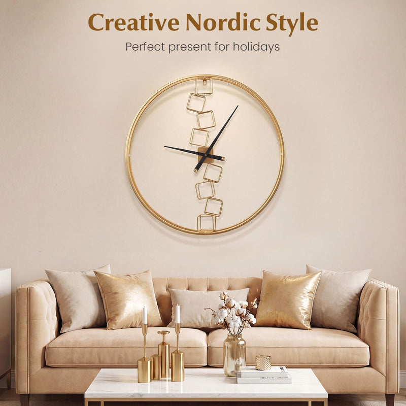 Load image into Gallery viewer, Goplus 27" Nordic Style Big Metal Wall Clock Battery-Operated Wall Decoration for Living Room