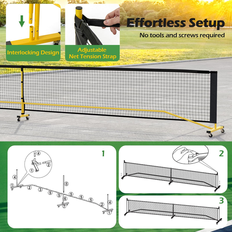 Load image into Gallery viewer, 22FT Regulation Size Pickle Ball Net System with Strong Metal Frame
