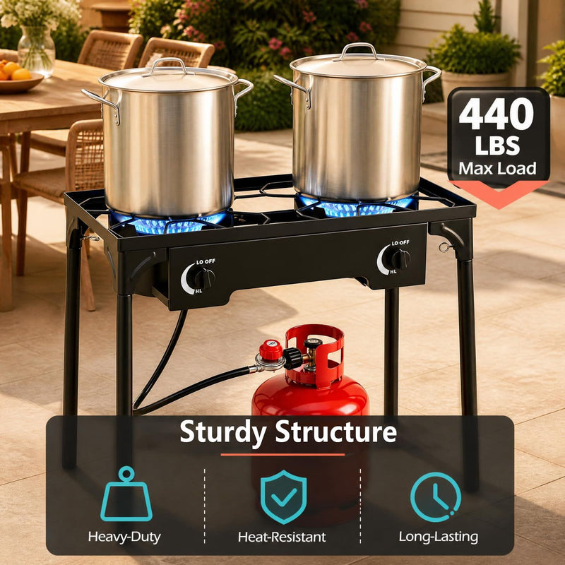 Load image into Gallery viewer, Goplus Outdoor Dual Burner Gas Stove | 160,000 BTU High Pressure