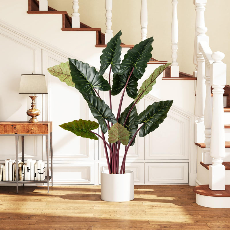 Load image into Gallery viewer, Goplus 63" Tall Fake Pre-Potted Plant w/ 11 Faux Leaves & Bendable Stems