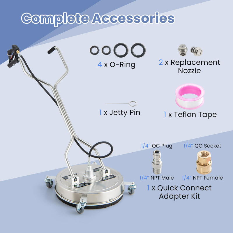 Load image into Gallery viewer, Goplus 20" Pressure Washer Surface Cleaner with 4 Wheels, Dual Handle, Stainless Steel Housing