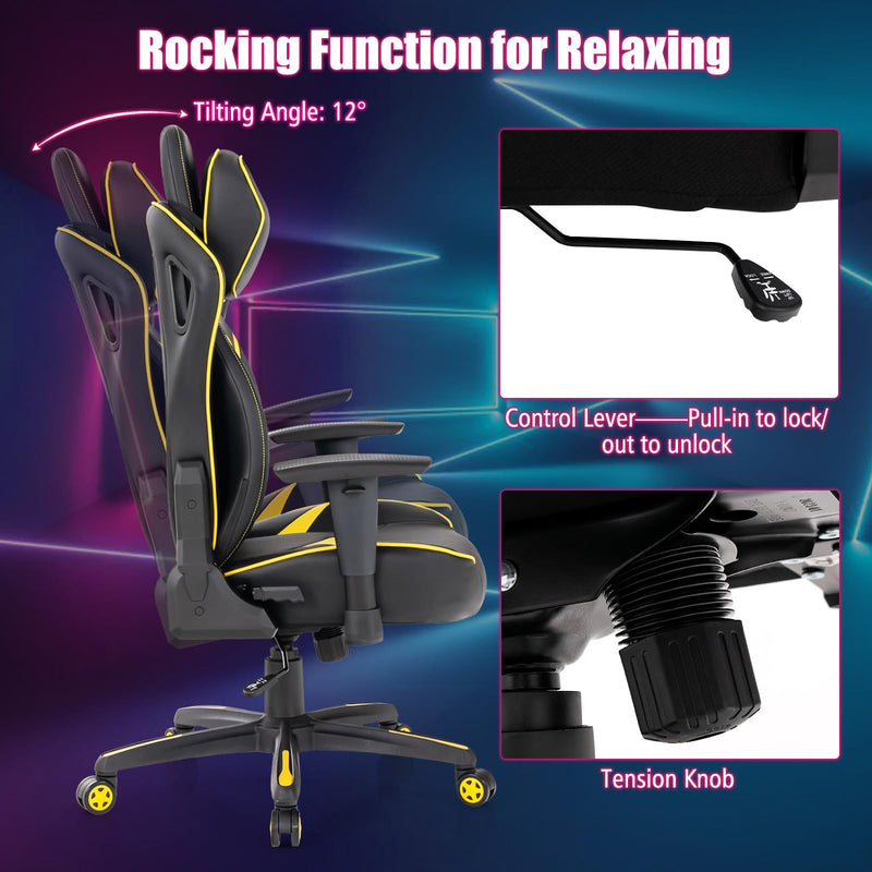 Load image into Gallery viewer, Goplus 360°Swivel Height Adjustable Computer Gamer Chair with Wide Seat Rocking Function