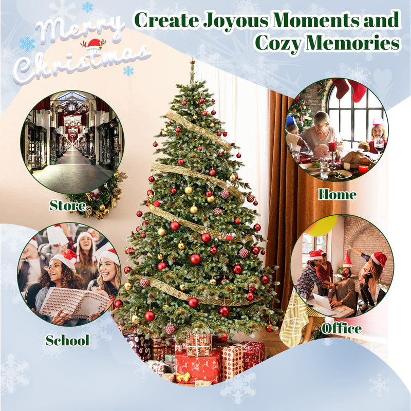 Load image into Gallery viewer, Goplus 8ft Pre-Lit Artificial Christmas Tree with 410 Warm White LED Lights, 8 Modes, 1226 PVC & PE Branch Tips