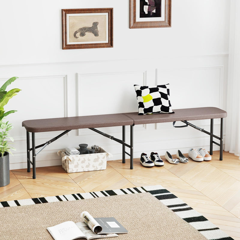 Load image into Gallery viewer, Goplus 6 Feet Plastic Folding Bench, Portable Foldable Bench Seat with 1320 LBS Capacity