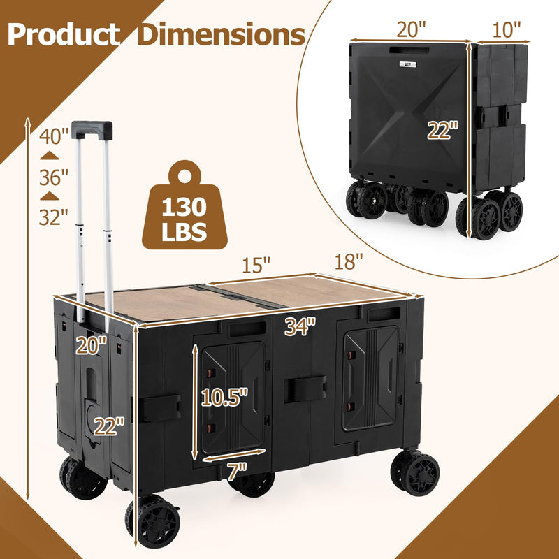 Load image into Gallery viewer, Goplus Portable Rolling Trolley Collapsible Cart for Grocery Shopping Camping & Travel