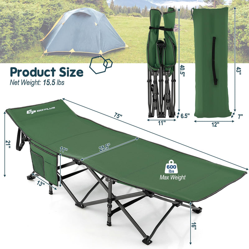 Load image into Gallery viewer, Goplus Folding Camping Cot, 27.5" Sleeping Cot for Adults with Carry Bag, 600LBS Weight Capacity