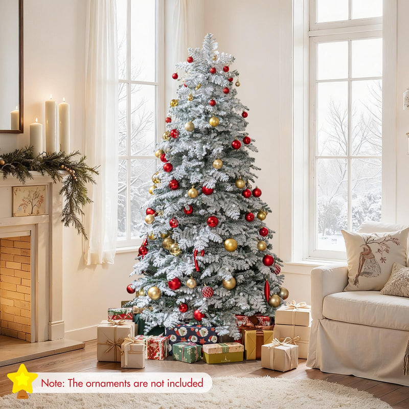 Load image into Gallery viewer, Goplus Pre-Lit Snow Flocked Christmas Tree with Mixed Branch Tips & LED Lights