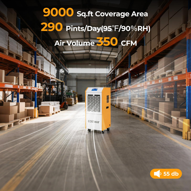 Load image into Gallery viewer, 290 Pints Commercial Dehumidifier with Pump, Industrial Dehumidifier with Drain Hose, 24H Timer & Wheels for Basement