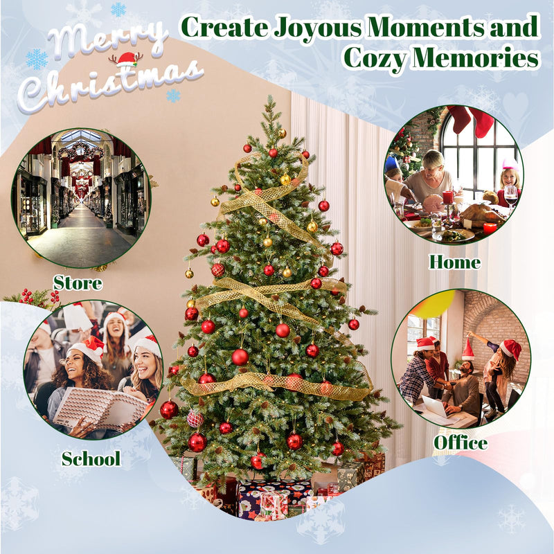 Load image into Gallery viewer, Goplus 6ft Pre-Lit Artificial Christmas Tree, Hinged Full Xmas Pine Tree with 240 Warm White LED Lights