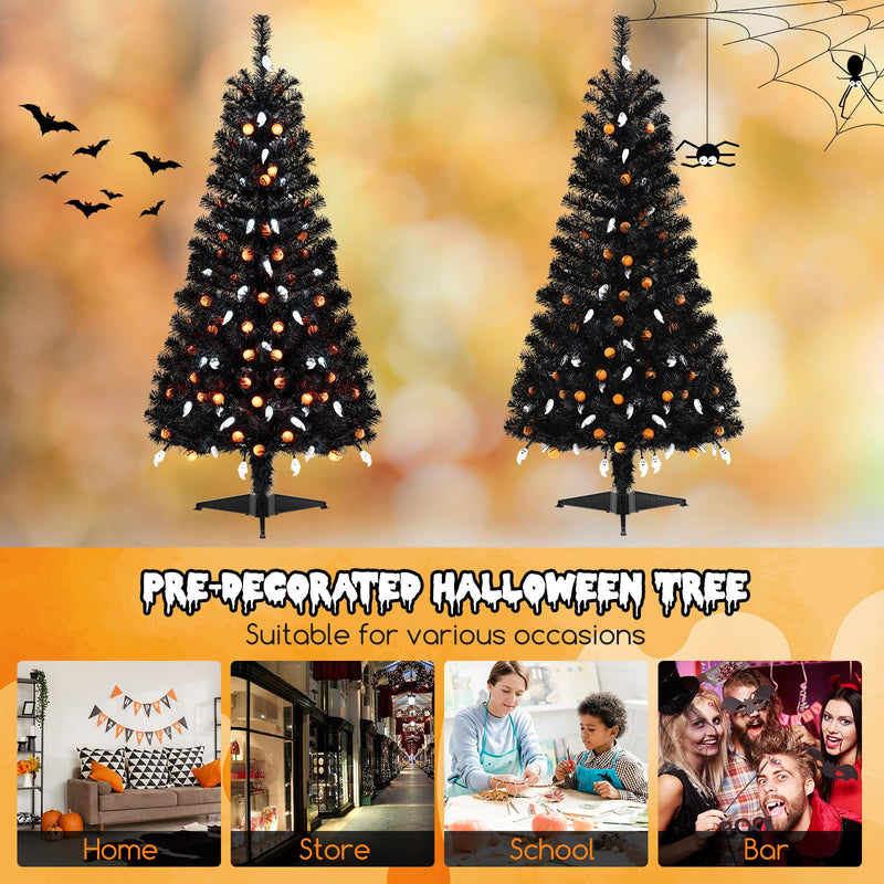 Load image into Gallery viewer, Goplus 4.5 FT Pre-Lit Halloween Tree with 6 Lighting Modes with Spooky Music Sync