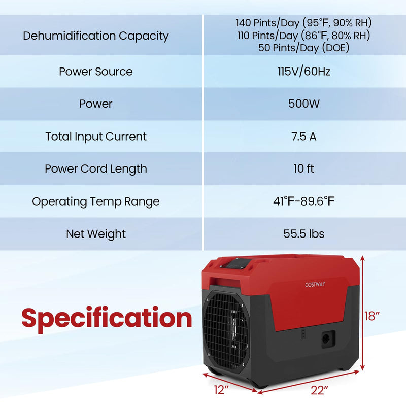 Load image into Gallery viewer, 140 Pints Commercial Dehumidifier with Pump, Portable Industrial Dehumidifier with Drain Hose for Basements