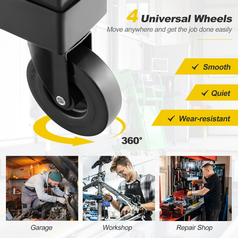 Load image into Gallery viewer, Goplus Mechanic Stool with Wheels, Adjustable Height Swivel Shop Stool Roller Seat with Tool Tray