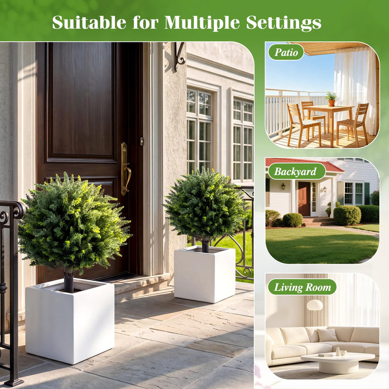 Load image into Gallery viewer, Goplus 27.5" Artificial Cypress Topiary Trees Set of 2 for Front Porch Patio Home Decoration