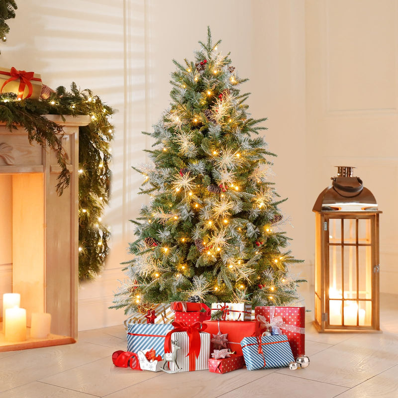 Load image into Gallery viewer, Goplus 5FT / 6FT / 7FT Pre-Lit Artificial Christmas Tree with LED Lights Pine Cones Berries