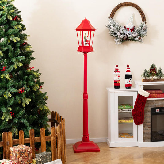 Goplus 5.3 Ft Christmas Snowy Street Lamp | 2-in-1 Musical Lamp Post & Snow Globe Lantern