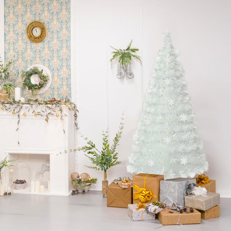 Load image into Gallery viewer, Goplus Pre-lit Fiber Optic Christmas Tree, Artificial White Xmas Tree with 24 Colorful LED Lights