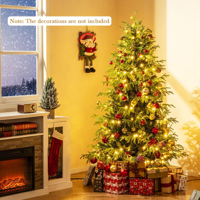 Load image into Gallery viewer, Goplus Pre-Lit Artificial Christmas Tree with PVC & Soft TPE Branch Tips & Foldable Metal Stand