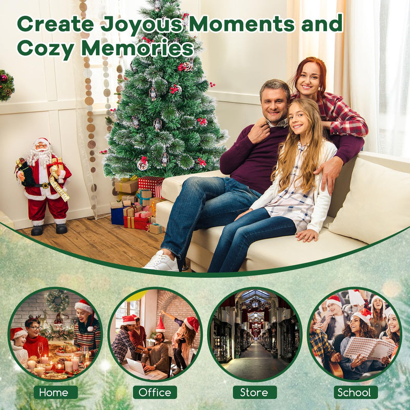 Load image into Gallery viewer, Goplus Pre-Lit Fiber Optic Christmas Tree, Artificial Snowy Xmas Tree with Warm White LED Lights