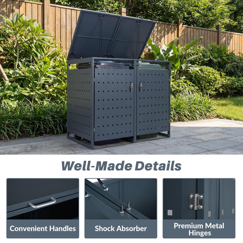 Load image into Gallery viewer, Goplus 44 Cu.Ft Outdoor Trash Can Storage with 2 Lockable Doors Gas Struts & Shock Absorbers