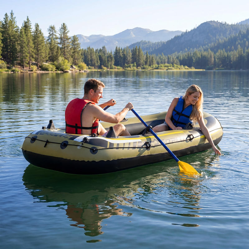 Load image into Gallery viewer, Goplus 3/4 Person Heavy-Duty Fishing Raft Set with Oars Bolster Seats Pouch & Rod Holders