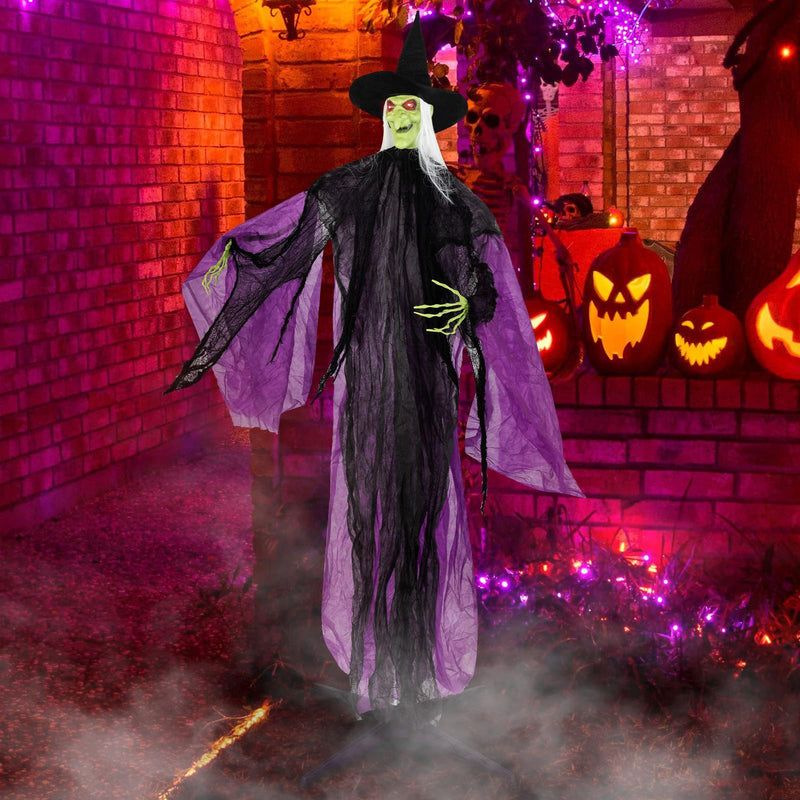 Load image into Gallery viewer, Goplus 7.2 FT Halloween Animatronic Witch, Animated Standing Poseable Figure with Light up Eyes