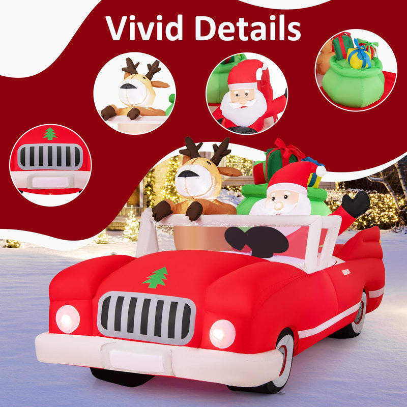 Load image into Gallery viewer, Goplus 7.7 FT Long Lighted Xmas Inflatable Santa Claus & Reindeer Driving Red Car Gift Boxes