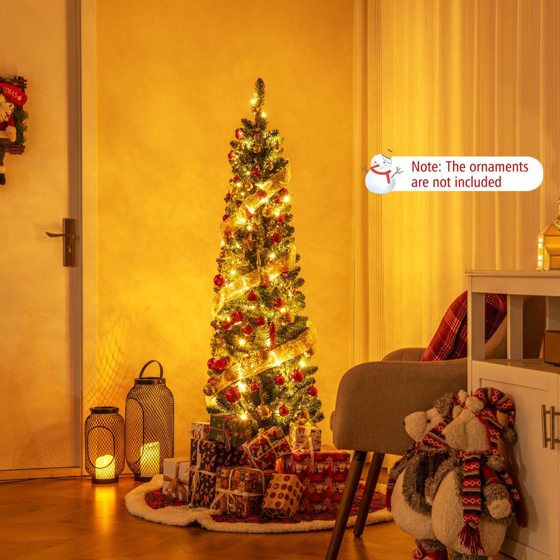 Load image into Gallery viewer, Goplus Pre-Lit Slim Pencil Christmas Tree Slender Holiday Tree for Home Office Decoration