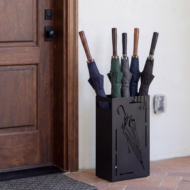 Load image into Gallery viewer, Goplus Metal Umbrella Stand with Removable Drip Tray and 4 Hanging Hooks