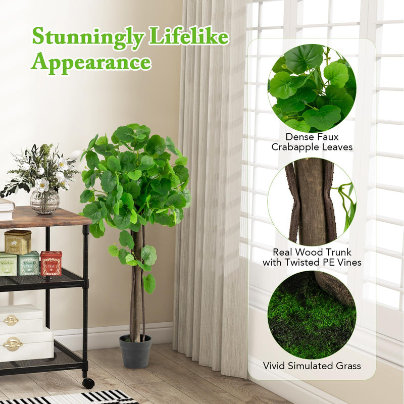 Load image into Gallery viewer, Goplus 44’’ Artificial Crabapple Tree, Tall Fake Plant in Pot with Real Wood Trunk